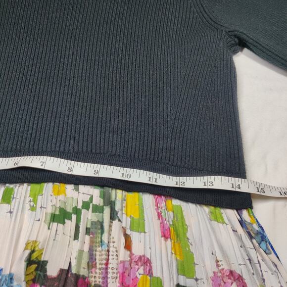 Kristin Lamb x Anthropologie Thea Twofer Sweater Dress Floral Skirt Large Petite - Picture 15 of 16